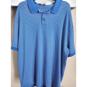 L.L. Bean Blue Striped Pima Cotton Polo - Mens XXL